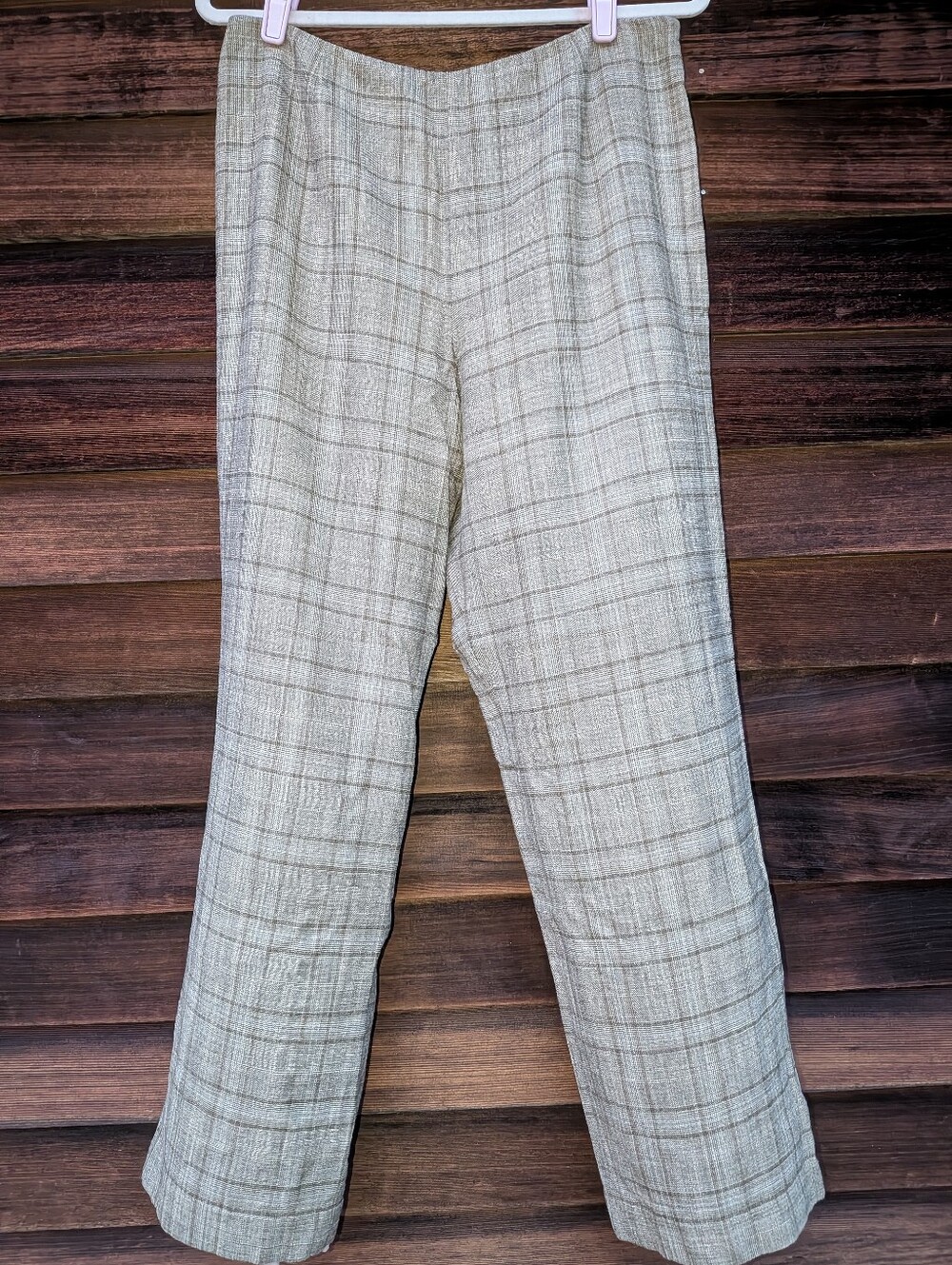 Talbots Stretch 4 Season Wool Wide Leg Trousers Sz 14 Neutral Minimalist Classic